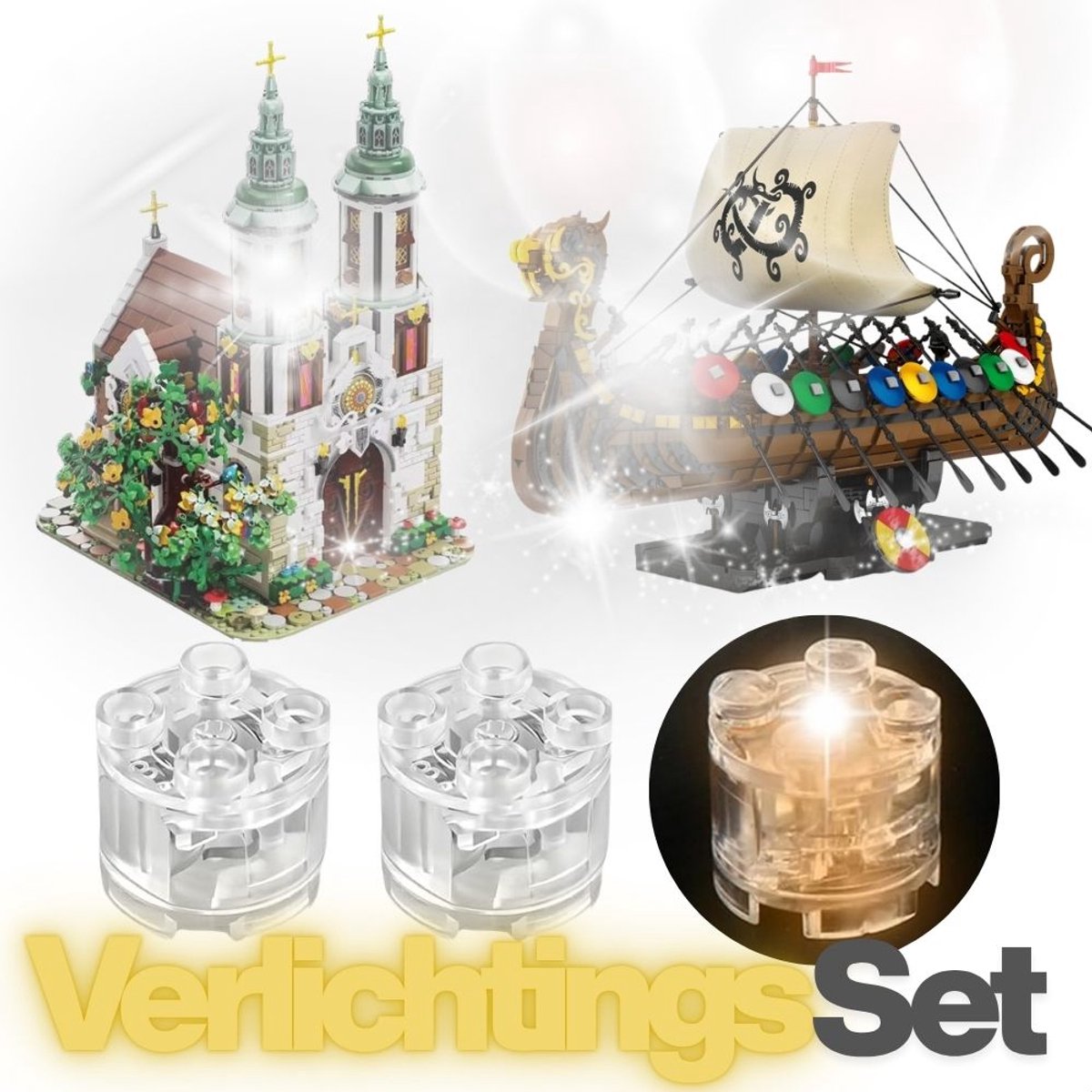 Xainy - Verlichtingsset rond witlicht | Geschikt voor bekende merken zoals Sluban Reobrix Pantasy | Speelgoed verlichting voor bouwpakketten of modelbouw | Bouwblokken onderdelen geschikt voor kinderen & volwassenen | My bricks light